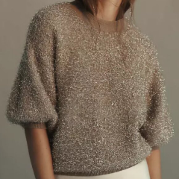 Brand New The Violetta Short-Sleeve Tinsel Sweater by Maeve - Picture 8 of 13